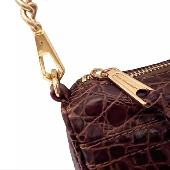 REBECCA MINKOFF Brown Croc MAC Embossed Chain Bag 💎EUC💎 MSRP $298 - Picture 3 of 14